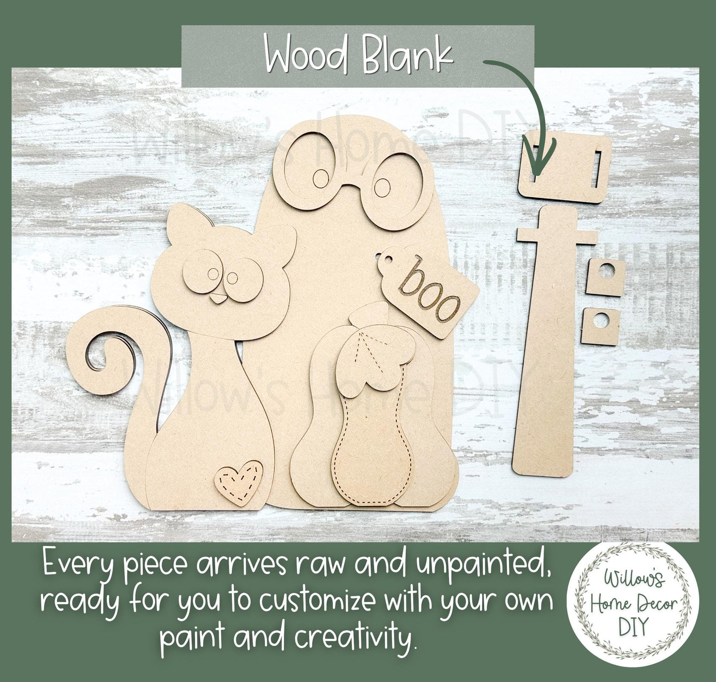 Halloween Wood Blank - Ghost DIY Kit - Unfinished Craft - Paint Party Craft Kit - Spooky Season Decor