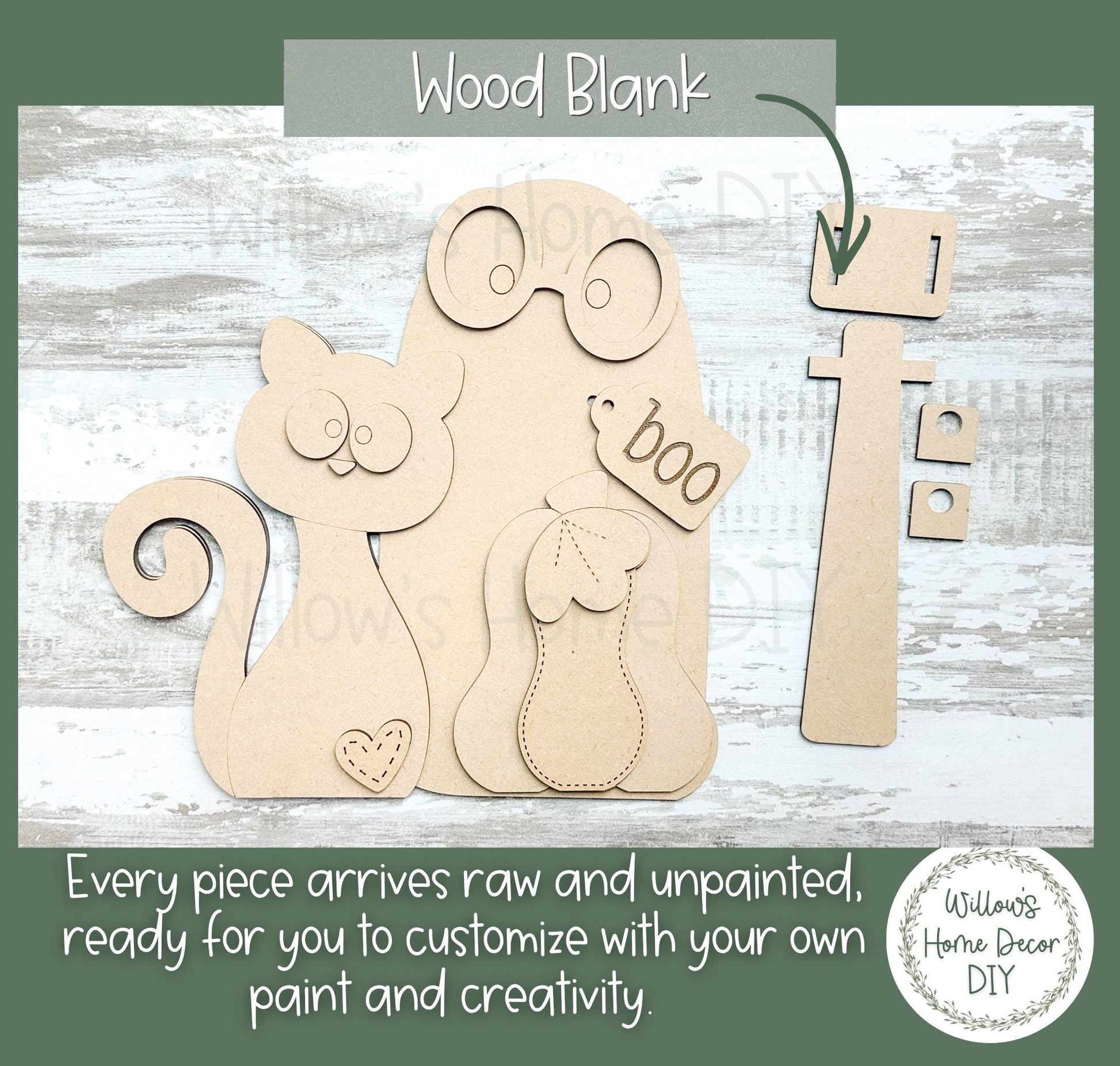 Halloween Wood Blank - Ghost DIY Kit - Unfinished Craft - Paint Party Craft Kit - Spooky Season Decor