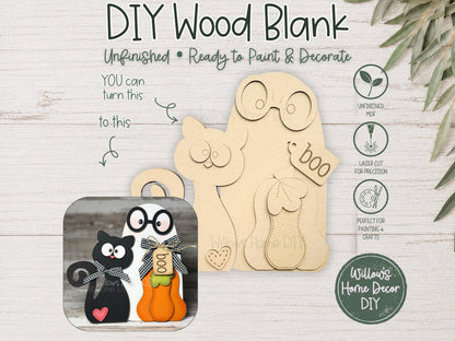 Halloween Wood Blank - Ghost DIY Kit - Unfinished Craft - Paint Party Craft Kit - Spooky Season Decor