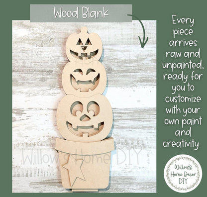 Stacked Pumpkin Wood Blank, DIY Light Up Jack O Lantern, Unfinished Wood Halloween Decor, Laser Cut Pumpkin Stack, Paint Your Own Halloween