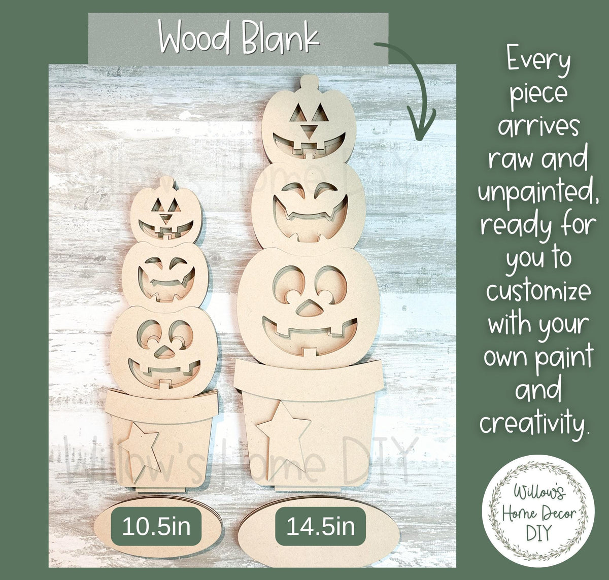 Stacked Pumpkin Wood Blank, DIY Light Up Jack O Lantern, Unfinished Wood Halloween Decor, Laser Cut Pumpkin Stack, Paint Your Own Halloween