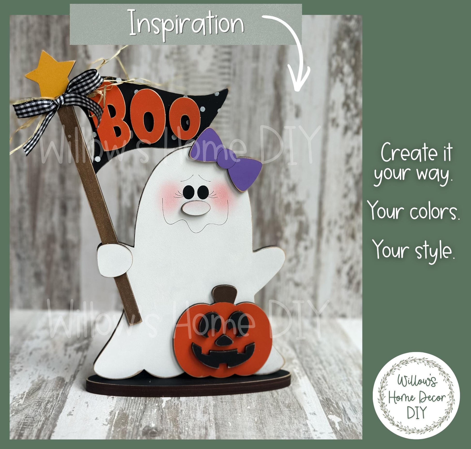 Ghost Wood Blank, Halloween DIY Kit, Unfinished Craft, Paint Party Craft Kit, Spooky Season Decor