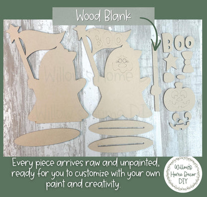Ghost Wood Blank, Halloween DIY Kit, Unfinished Craft, Paint Party Craft Kit, Spooky Season Decor