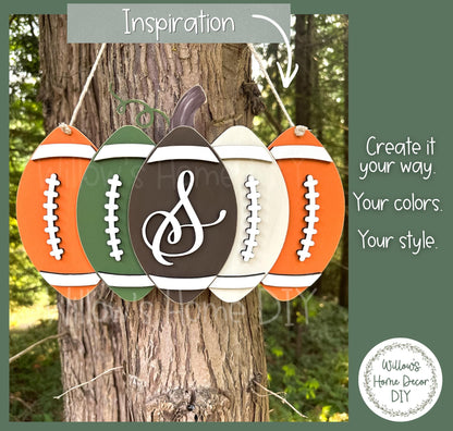 Football Door Hanger DIY Kit, Pumpkin Unfinished Wood Sign, Paint Your Own Porch Sign