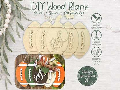 Football Door Hanger DIY Kit, Pumpkin Unfinished Wood Sign, Paint Your Own Porch Sign