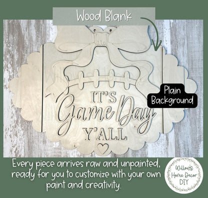 Football Door Hanger Blank, Unfinished Birch Plywood Wood Cutout, Paint Your Own Game Day Tailgate Sign