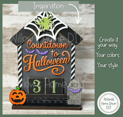 Countdown to Halloween Wood Blank - DIY Kit - Unfinished Craft - Paint Party Craft Kit