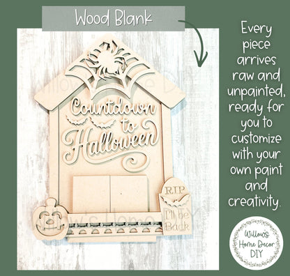 Countdown to Halloween Wood Blank - DIY Kit - Unfinished Craft - Paint Party Craft Kit