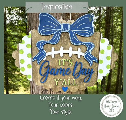 Football Door Hanger Blank, Unfinished Birch Plywood Wood Cutout, Paint Your Own Game Day Tailgate Sign