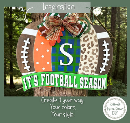 Football Pumpkin Door Hanger, Unfinished Wood Blank, Fall Porch Sign, Game Day Decor, Sports Fan Gift