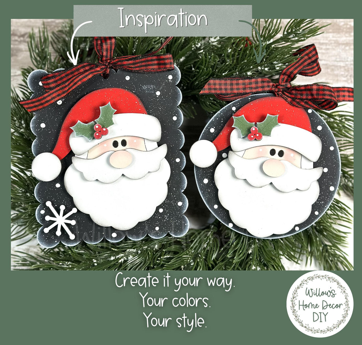 Santa Ornament Wood Blank, Unfinished DIY Christmas Craft, Paint Party Supply, Blank to paint wood cutout