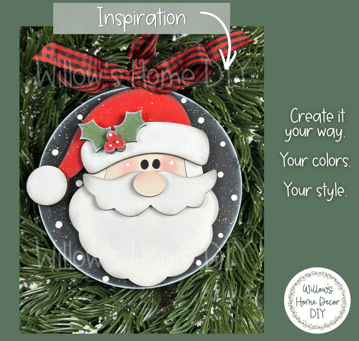 Santa Ornament Wood Blank, Unfinished DIY Christmas Craft, Paint Party Supply, Blank to paint wood cutout