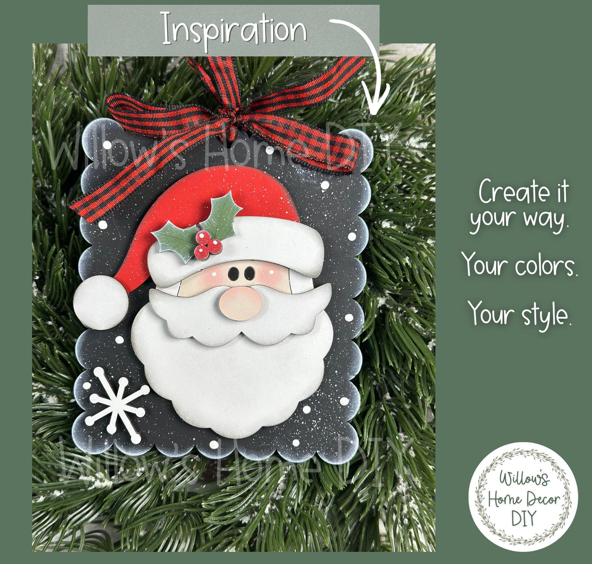 Santa Ornament Wood Blank, Unfinished DIY Christmas Craft, Paint Party Supply, Blank to paint wood cutout