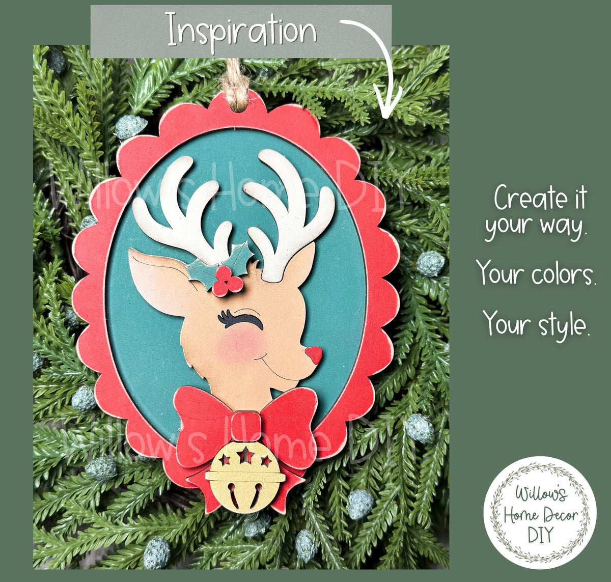 Retro Christmas Ornament Blanks, Unfinished Wood Paint Your Own, Santa and Reindeer
