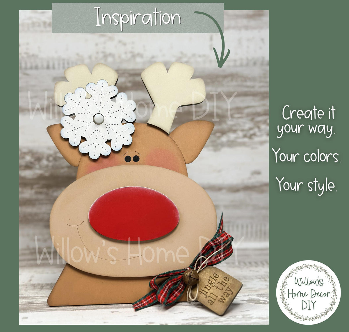 Reindeer Shelf Sitter Blank to Paint with Tea Light, Unfinished Wood Christmas Decor, DIY Holiday Reindeer Craft