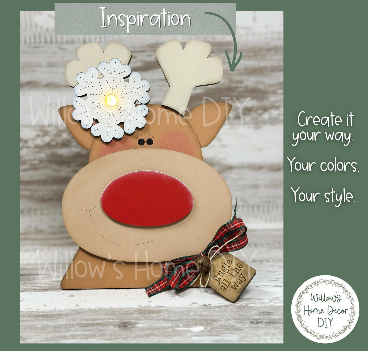 Reindeer Shelf Sitter Blank to Paint with Tea Light, Unfinished Wood Christmas Decor, DIY Holiday Reindeer Craft