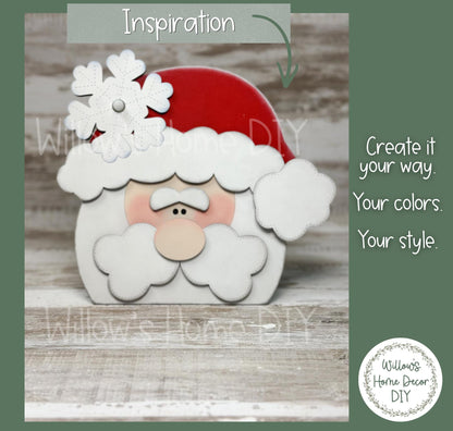 Santa Shelf Sitter Blank to Paint with Tea Light, Unfinished Wood Christmas Decor, DIY Santa Holiday Craft