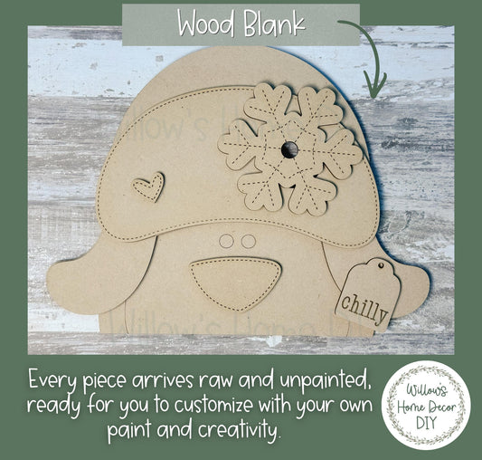 Penguin Shelf Sitter Blank to Paint with Tea Light, Unfinished Wood Winter Decor, DIY Holiday Penguin Craft