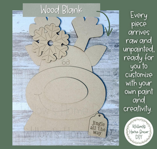 Reindeer Shelf Sitter Blank to Paint with Tea Light, Unfinished Wood Christmas Decor, DIY Holiday Reindeer Craft