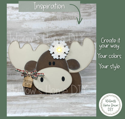 Moose Shelf Sitter Blank to Paint with Tea Light, Unfinished Wood Winter Cabin Decor, DIY Woodland Moose Craft