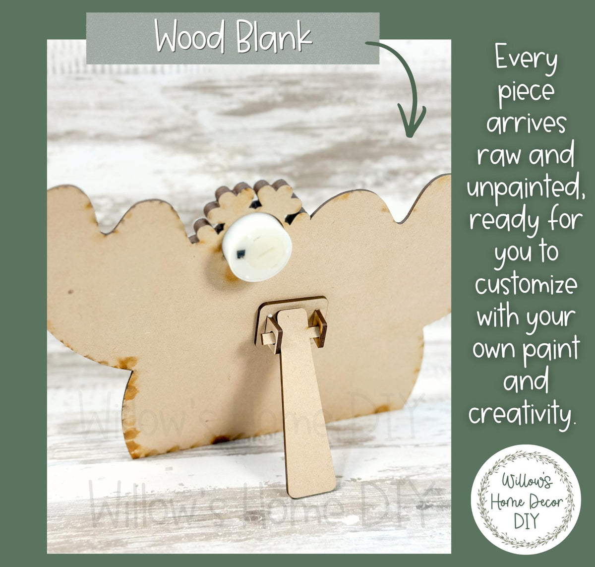 Moose Shelf Sitter Blank to Paint with Tea Light, Unfinished Wood Winter Cabin Decor, DIY Woodland Moose Craft