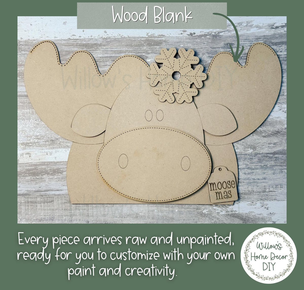 Moose Shelf Sitter Blank to Paint with Tea Light, Unfinished Wood Winter Cabin Decor, DIY Woodland Moose Craft