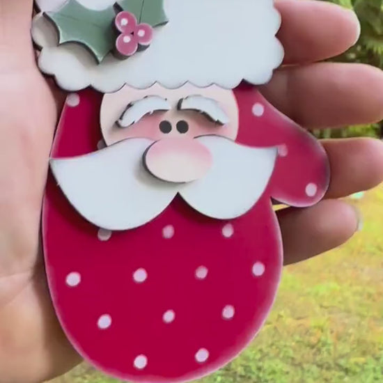 Christmas Mitten Ornament to Paint, Santa and Snowman Wood Blank, Unfinished DIY Holiday Craft
