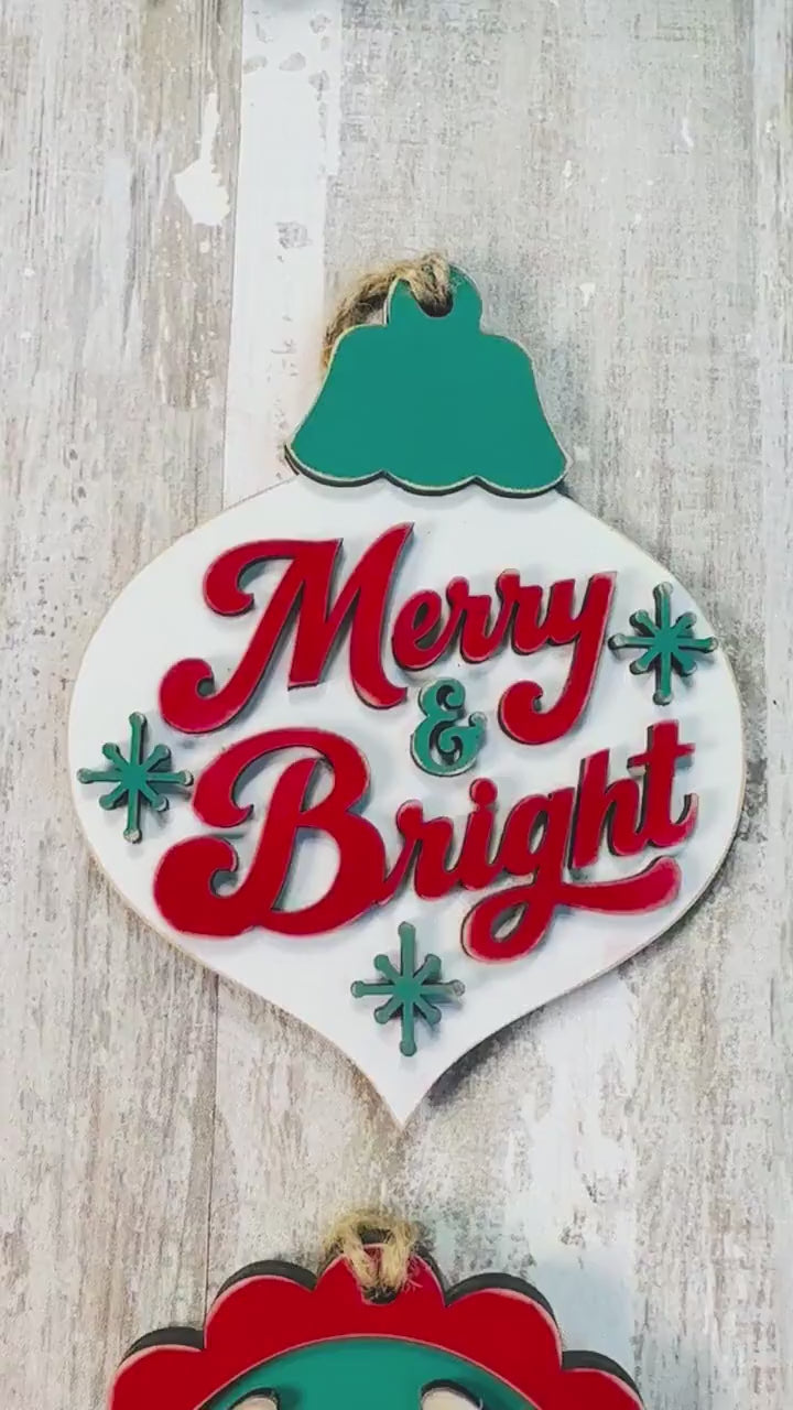 Retro Christmas Ornament Blanks, Unfinished Wood Paint Your Own, Santa and Reindeer