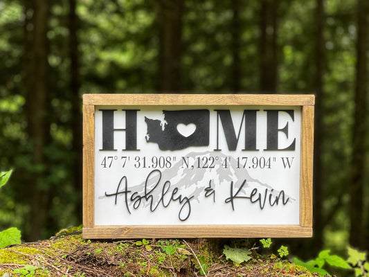 Home State Coordinates Sign - Realtor Closing Gift - Housewarming Gift