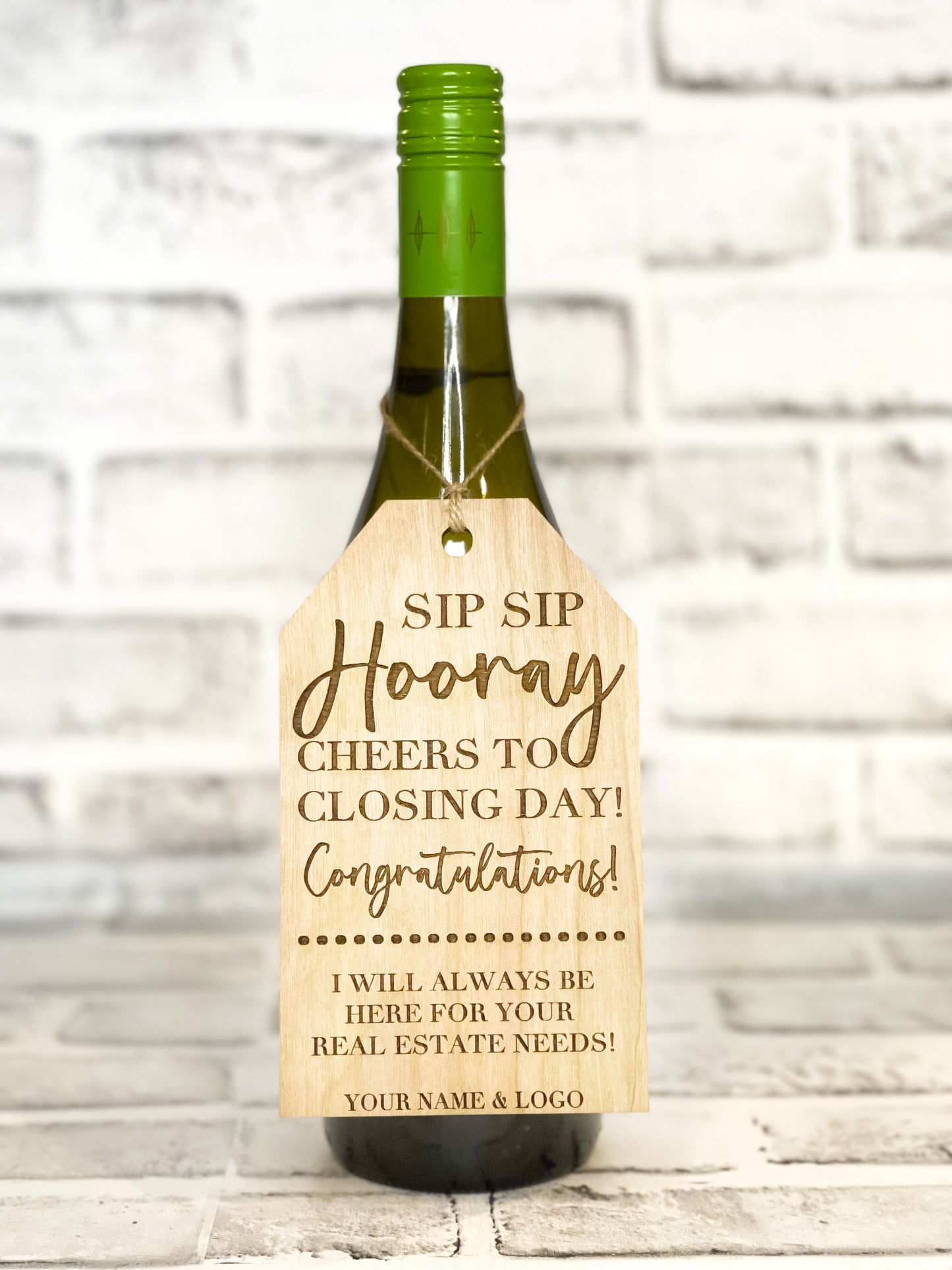 Sip Sip Hooray - Real Estate Wine Tag - Closing Gift Wine Tag