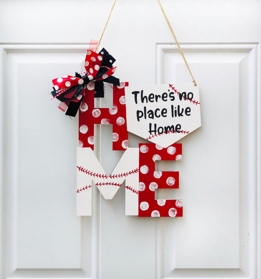 HOME Baseball Door Hanger - Baseball Decor - Housewarming Gift - Front door - Entryway Sign