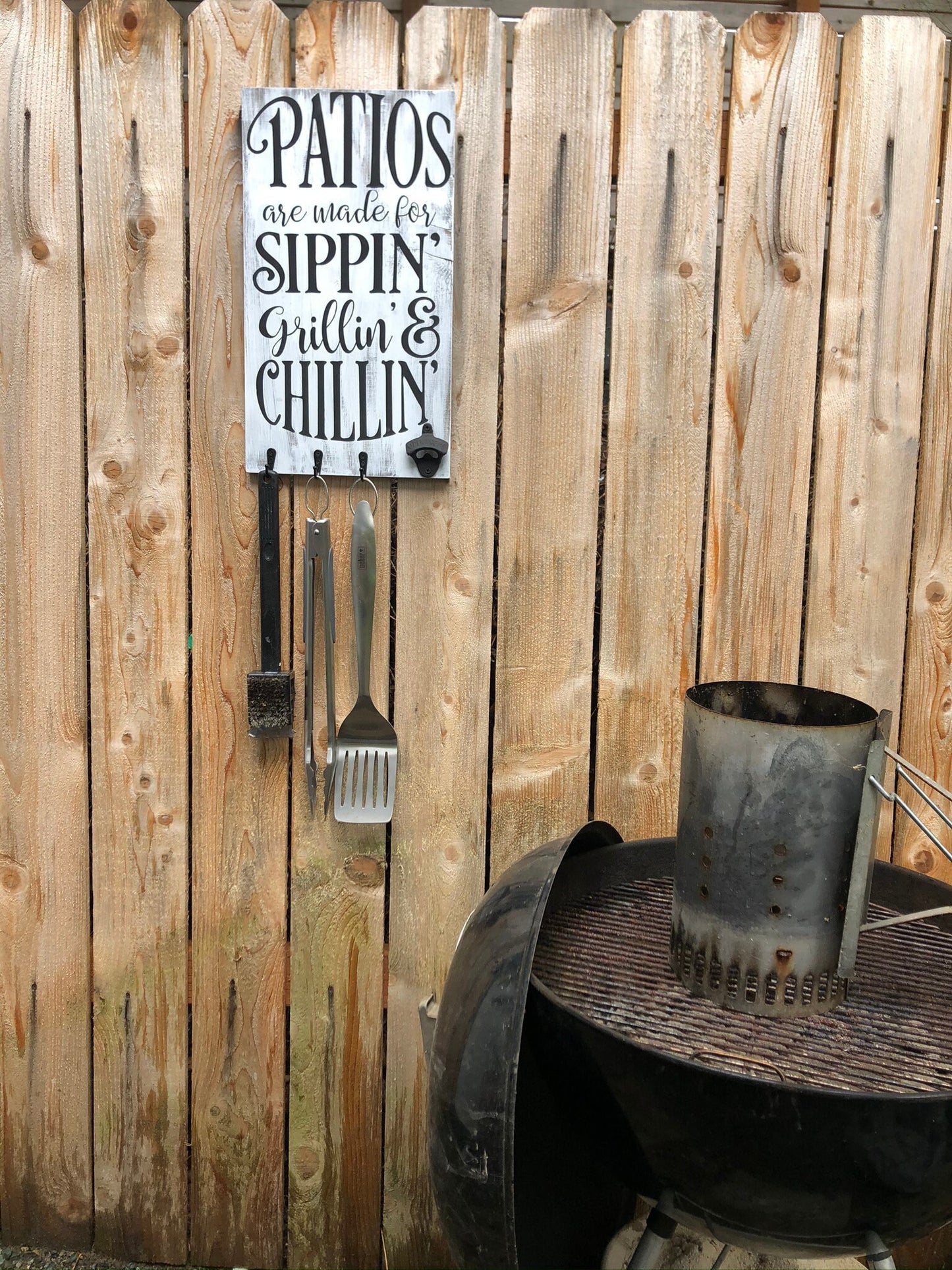 Patios Are For Sippin' Grillin' and Chillin'- BBQ Decor -Outdoor Decoration - Gift for Him - Patio Porch Deco