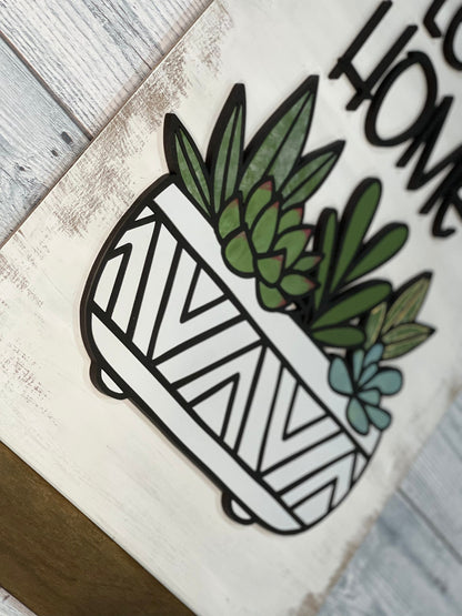 Welcome Home Succulent Sign - Entryway Decor - Plant Lover
