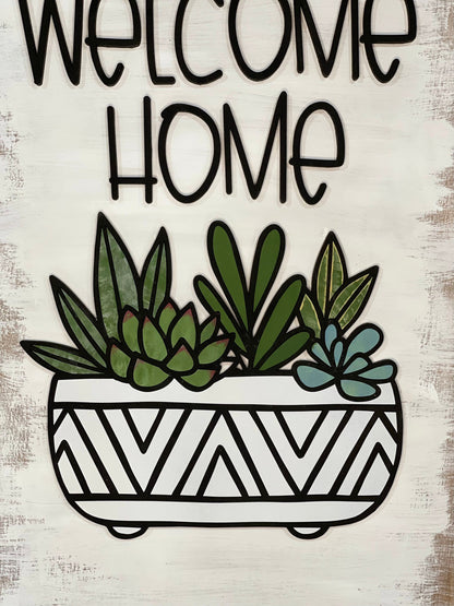 Welcome Home Succulent Sign - Entryway Decor - Plant Lover
