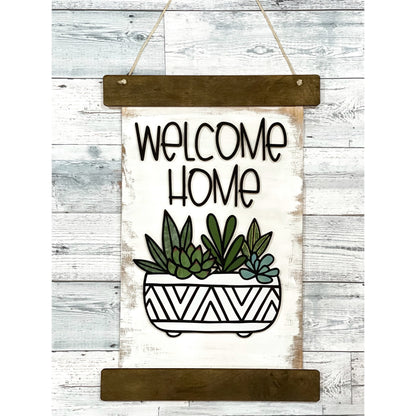 Welcome Home Succulent Sign - Entryway Decor - Plant Lover