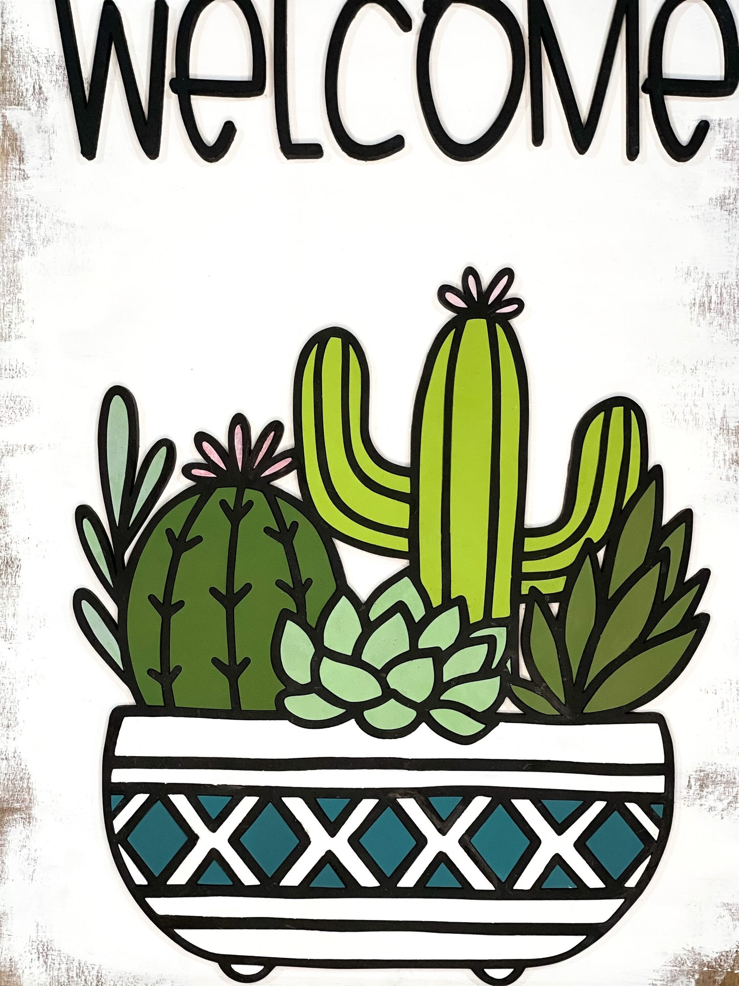 Succulent Welcome Sign - Plant Decor - Entryway Decor - Wood Scroll Sign