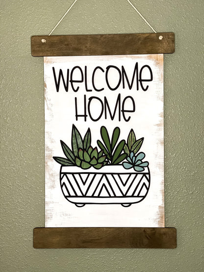 Welcome Home Succulent Sign - Entryway Decor - Plant Lover