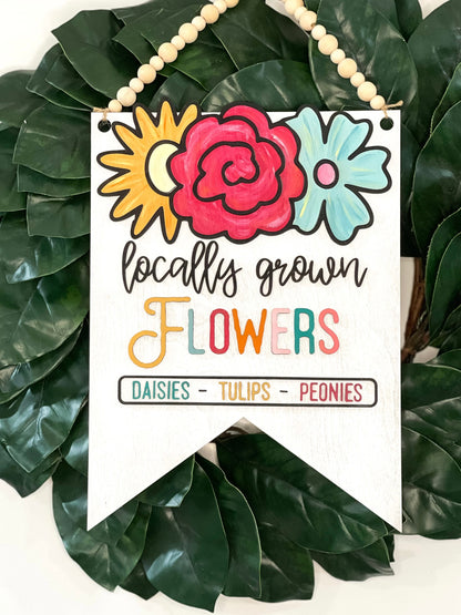 Spring Flower Door Hanger - Spring Home Decor - Floral Wall Hanging