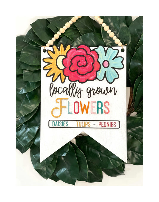 Spring Flower Door Hanger - Spring Home Decor - Floral Wall Hanging