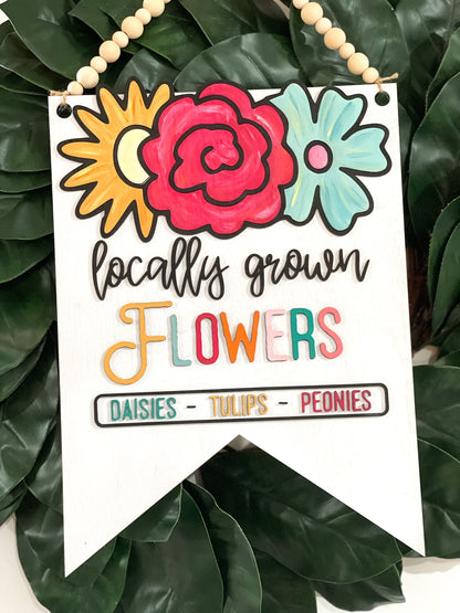 Spring Flower Door Hanger - Spring Home Decor - Floral Wall Hanging