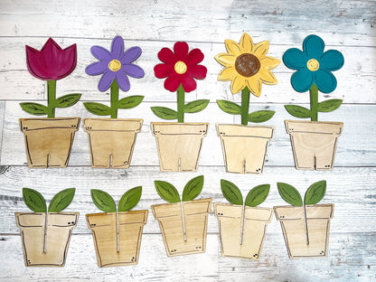 DIY 3D Standing Flower Pot - Spring DIY Kit - Unfinished Wood Blanks - Kids Craft