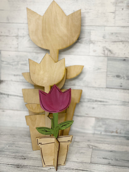 DIY 3D Standing Flower Pot - Spring DIY Kit - Unfinished Wood Blanks - Kids Craft