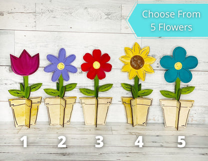 DIY 3D Standing Flower Pot - Spring DIY Kit - Unfinished Wood Blanks - Kids Craft