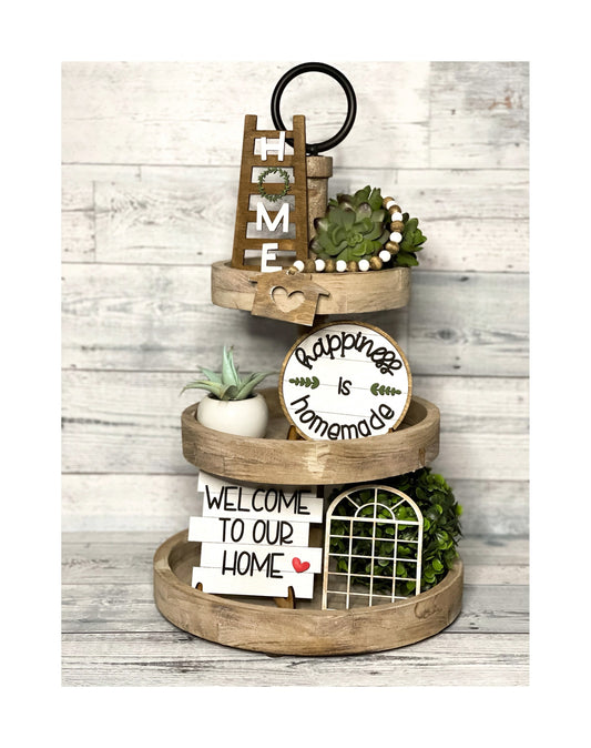 Home Tiered Tray Signs - Farmhouse Decorative Tray - Everyday Decor