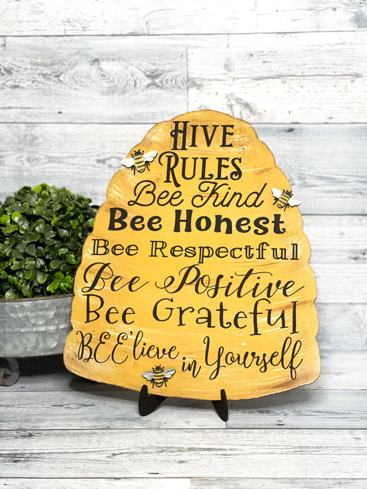 Hive Rules - Bee Hive Sign - Bee Decor - Home Decor - 3D Signs