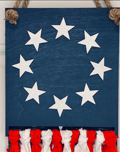Patriotic Wall Hanging - 4th of July Decor - Red White and Blue - Independence Day Decorations - Wood Decor