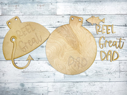 DIY REEL Great Dad Sign- Unfinished Wood Blanks - DIY Craft Kit - Father’s Day Decor - Gift For Dad