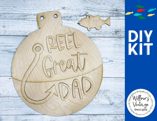 DIY REEL Great Dad Sign- Unfinished Wood Blanks - DIY Craft Kit - Father’s Day Decor - Gift For Dad