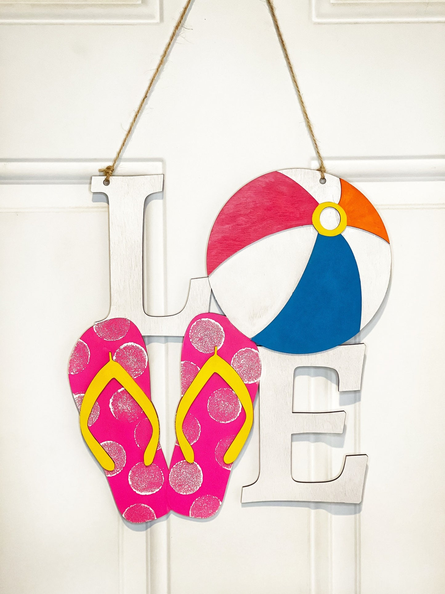 DIY Beach Door Hanger - Flip Flop Beach Ball Sign - Unfinished Wood Blanks - DIY Craft Kit - Summer Decor