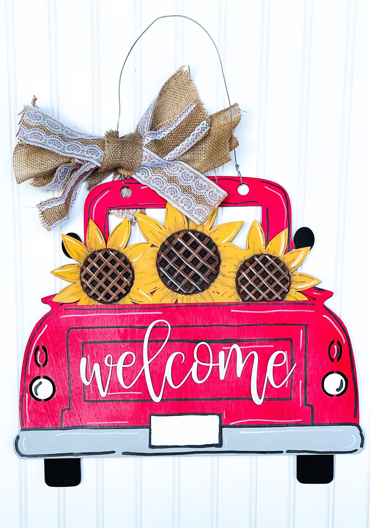Sunflower Truck Door Hanger - Fall Entryway Sign - Welcome Sign - Autumn Decor